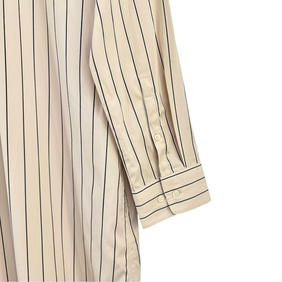 BR Banana Republic Beige Striped Cotton Poplin Loose Fit Shirtdress Maxi Dress - Picture 9 of 13